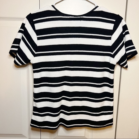 ⭐️ Basic Editions Knitted Striped Top in Ivory / Cream and Black - Picture 2 of 5